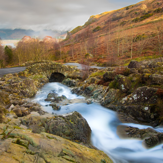 "Ashness Bridge at Dawn" stock image