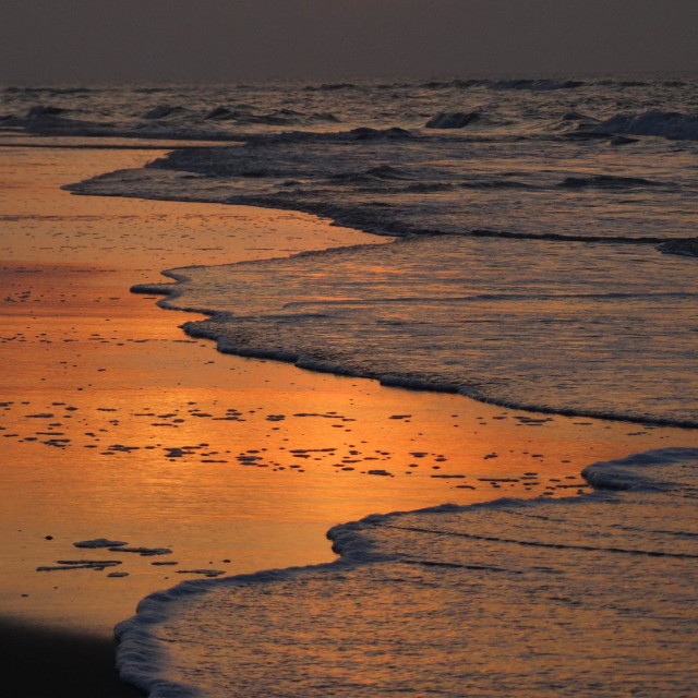 "Ondergaande zon op Vlieland, Nederland; Sunset Wadden Island Vlieland" stock image