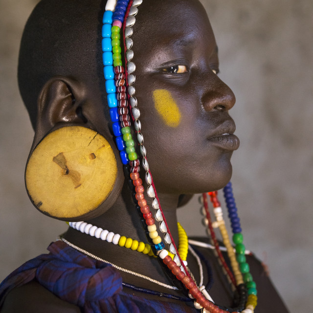 "Mursi Tribe Beauty, Hail Wuha Village, Omo Valley, Ethiopia" stock image