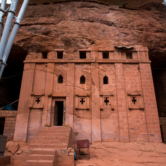 "Bete aba libanos monolithic rock-cut church, Amhara region, Lalibela, Ethiopia" stock image