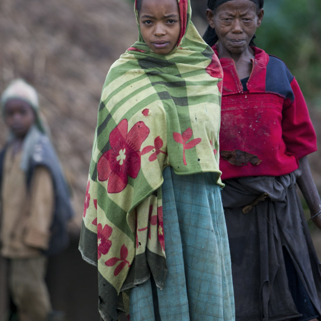 "Joyless Face Of Women Posing In Hossana, Omo Valley, Ethiopia" stock image