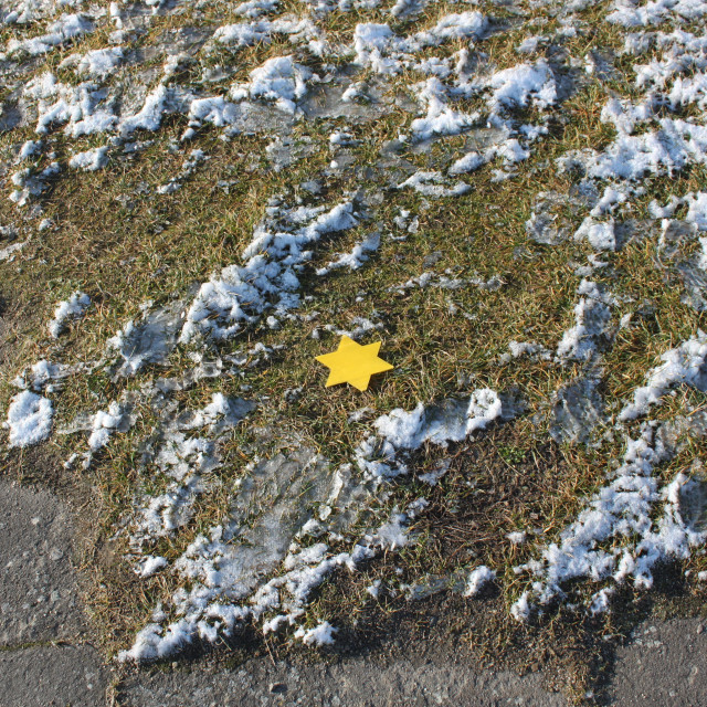 "Krakow: Star of David in the snow" stock image