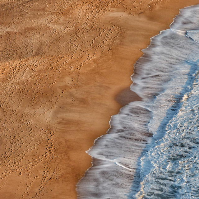 "Sand Beach Top View Nazaré Portugal" stock image