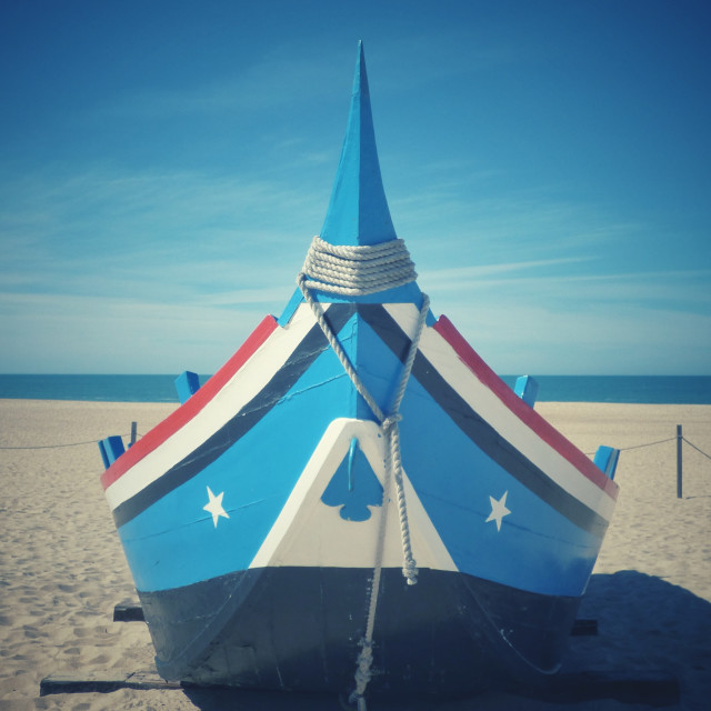 "Traditional fishing boat from Nazaré Portugal" stock image