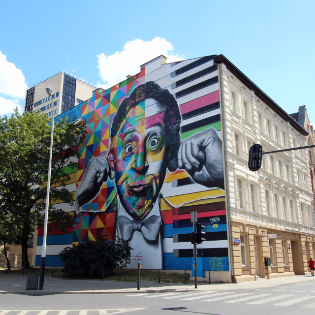 "Lodz: Artur Rubenstein mural" stock image