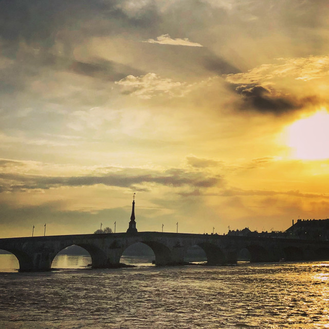 "Bridge over the Loire at Blois" stock image