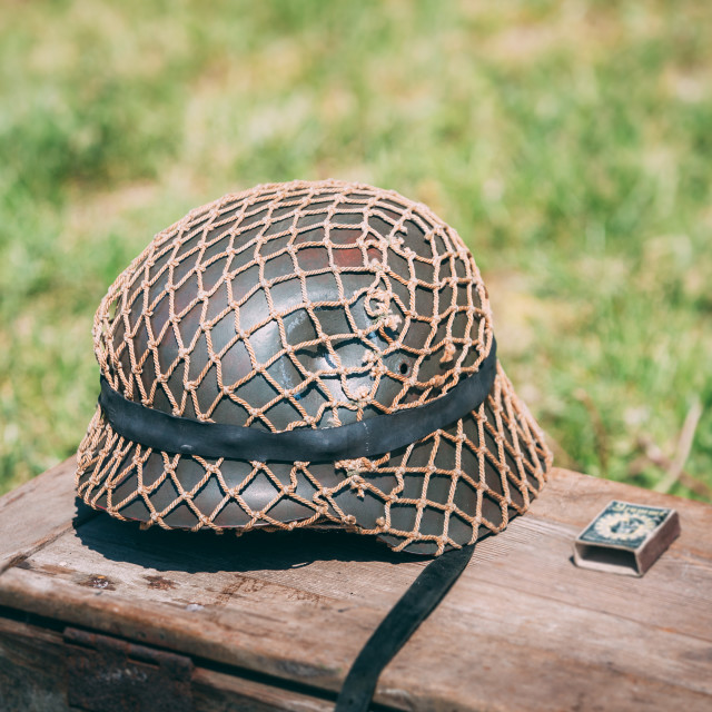 "Close Metal Helmet Of Infantry Soldier Of Wehrmacht, Nazi Germany Of World..." stock image