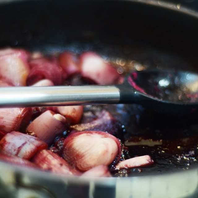 "Shallots in red wine" stock image