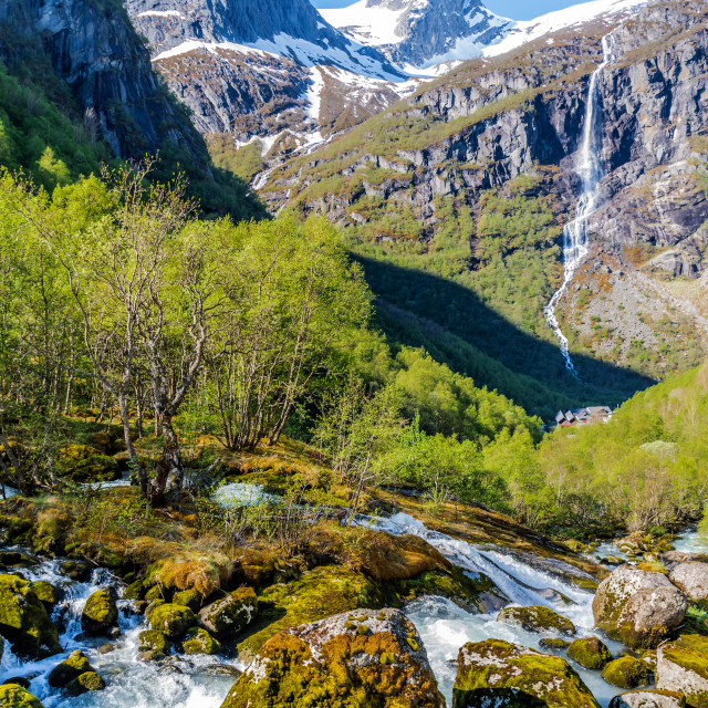 "The Briksdal Glacier National Park" stock image
