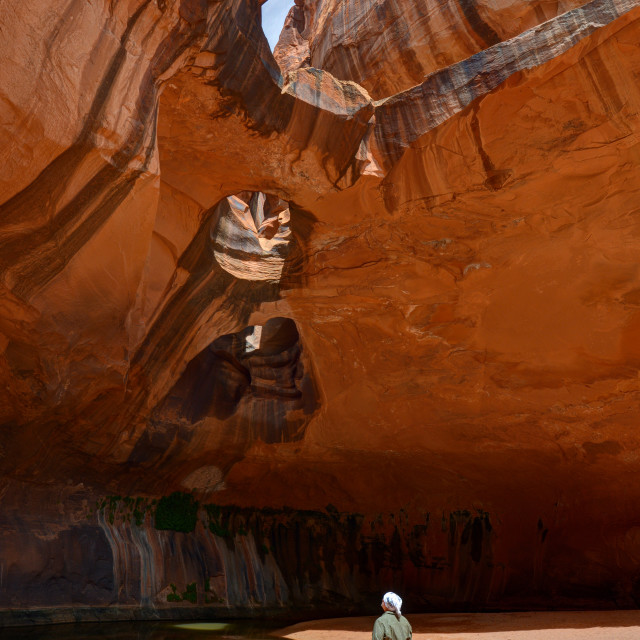 "Hiker at the Golden Cathedral" stock image