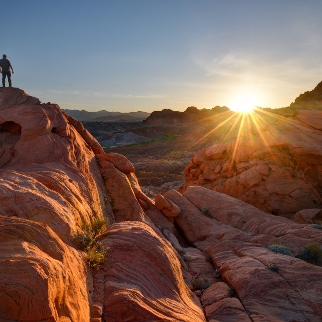 "Climber Watching the Sunset" stock image