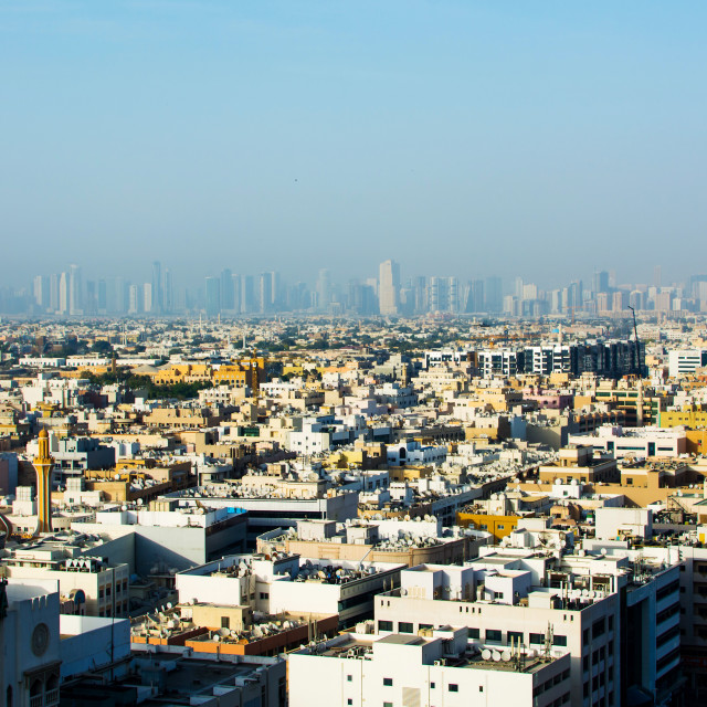 "Panoramic view of Deira, old Dubai" stock image