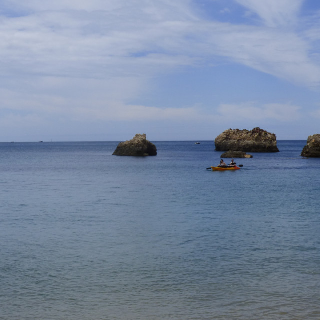 "Beach and Nature, Rocky Coastline Portugal Portimão" stock image