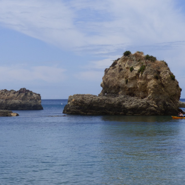 "Beach and Nature, Rocky Coastline Portugal Portimão" stock image