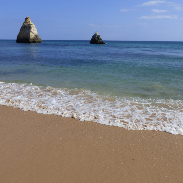 "Beach and Nature, Rocky Coastline Portugal Portimão" stock image