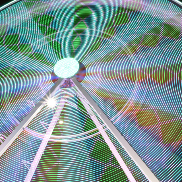 "Giant Wheel Close up Lights at Night" stock image