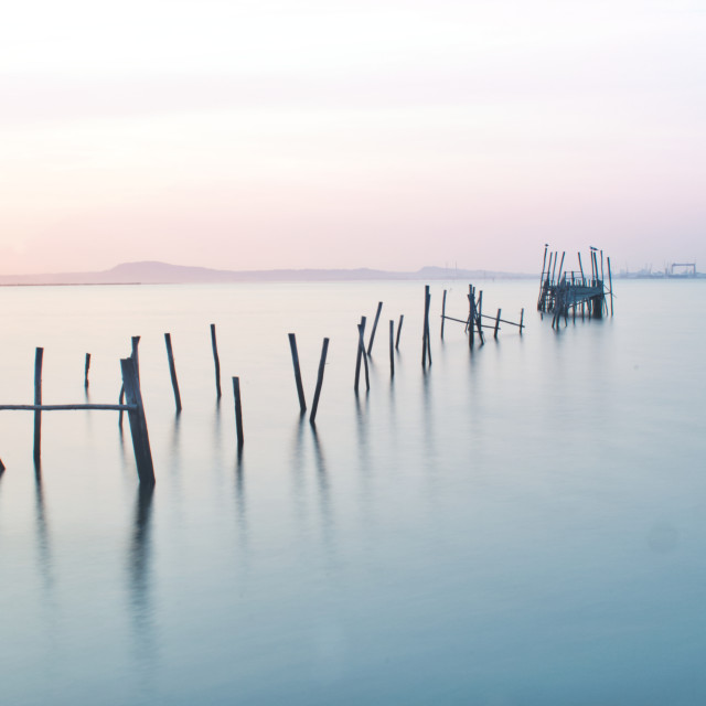 "Wooden Harbor Long Exposure" stock image