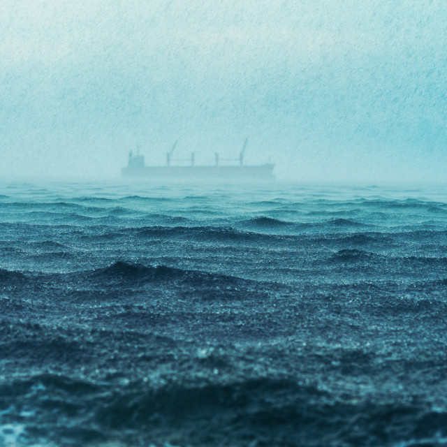 "Rain over the sea waves, natural background" stock image
