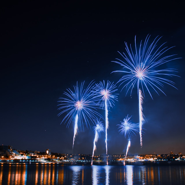 "Firework on the water" stock image