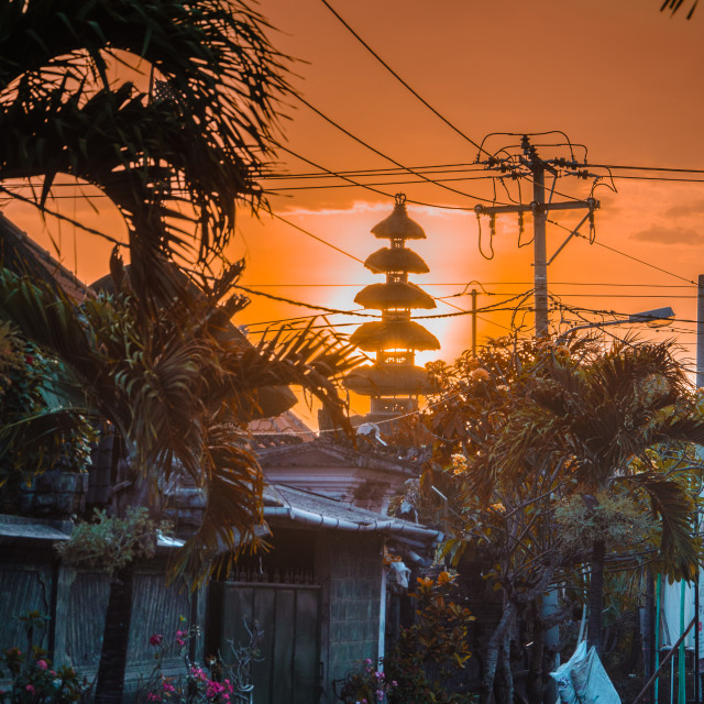 "Village in Bali at Sunset" stock image