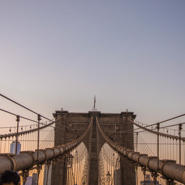 "Brooklyn Bridge at sunset" stock image