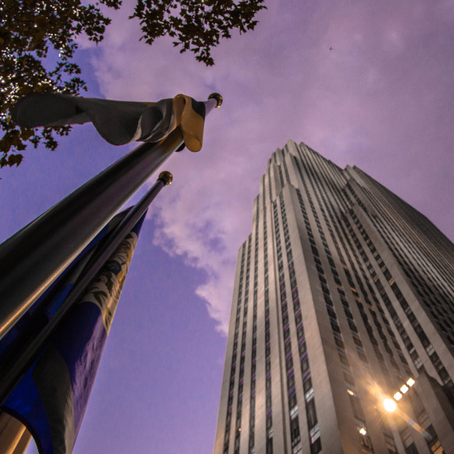 "Rockefeller Center at sunset" stock image