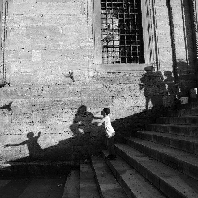 "Shadows Of The People On Stone Wall of The New Mosque" stock image