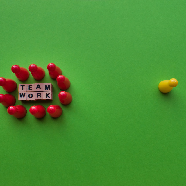 "Team Work Letters on a green background" stock image