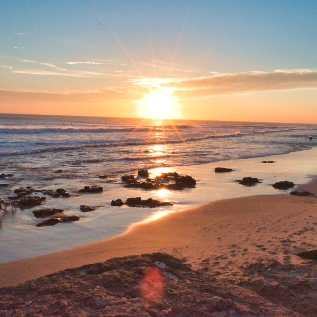 "Beach Sunset Carcavelos Portugal" stock image