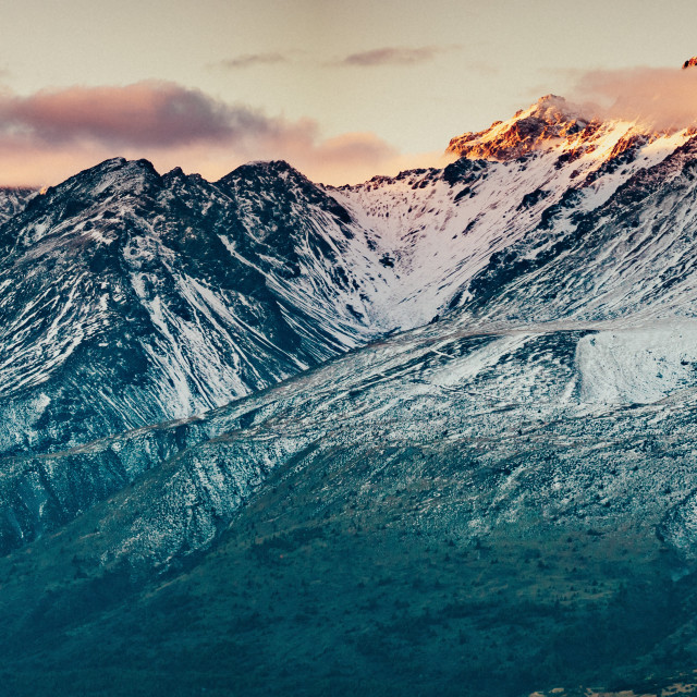 "Sunset on the Summit of Mt. Cook and La Perouse in New Zealand" stock image