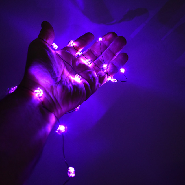 "Hand with lights, interior" stock image