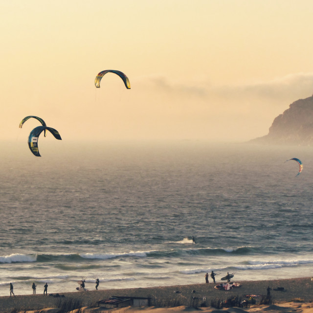 "Kitsurf on the beach afternoon" stock image