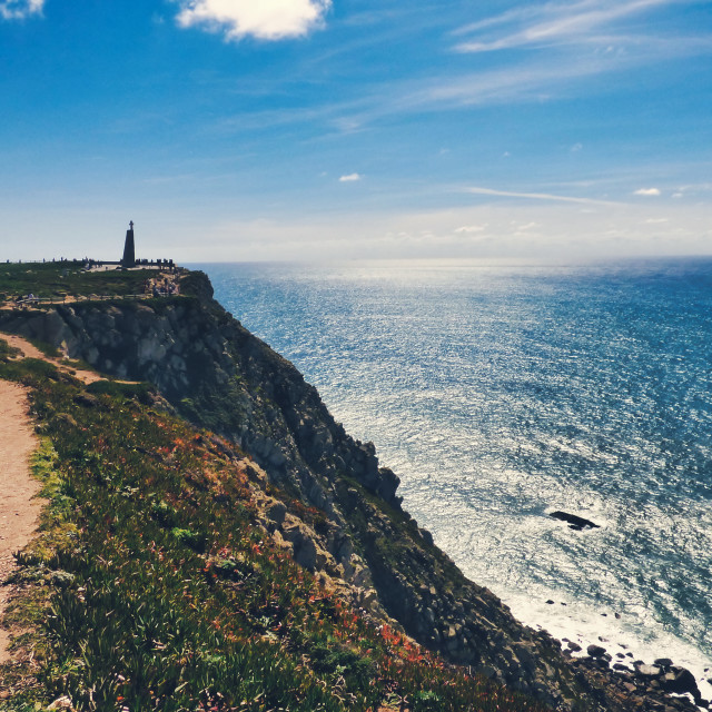 "Portugal Cabo da Roca -Cape Rock the western most point of Europe" stock image