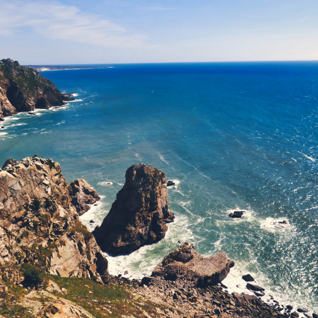 "Portugal Cabo da Roca -Cape Rock the western most point of Europe" stock image