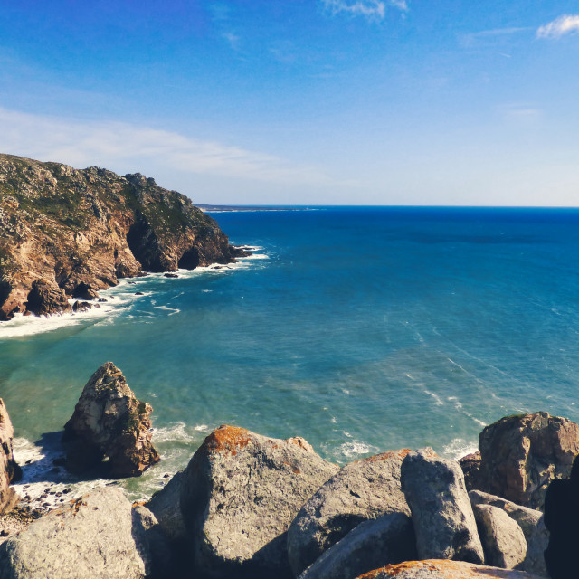 "Portugal Cabo da Roca -Cape Rock the western most point of Europe" stock image