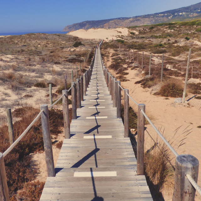 "wooden walkway to beach walk" stock image