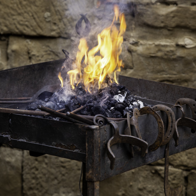 "Coal fire in a forge" stock image