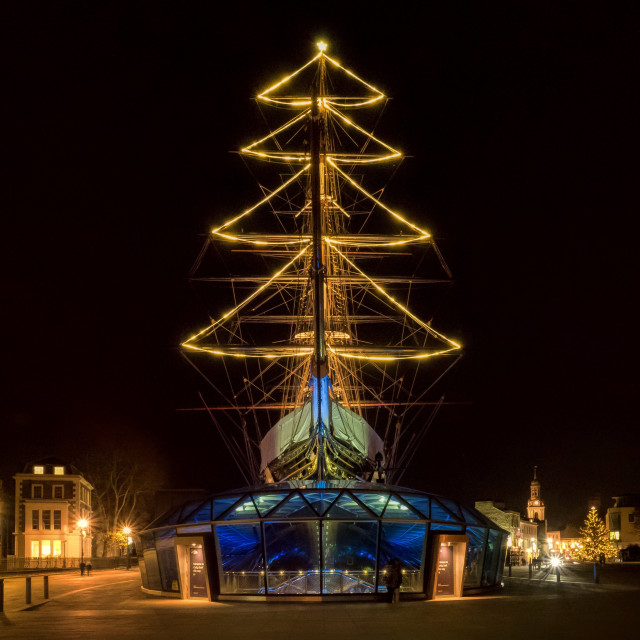 "Cutty Sark at Christmas, Greenwich, London" stock image