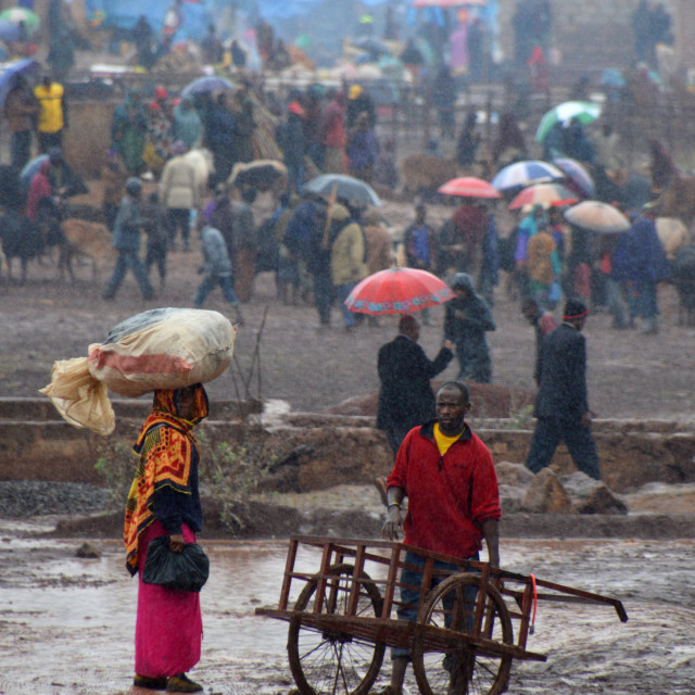 "Rainy Market" stock image