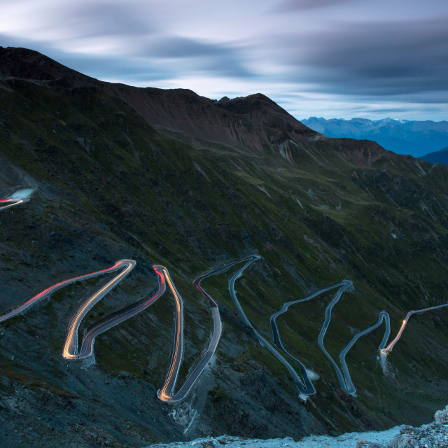 Light Trails At Night On The Stelvio Pass Passo Dello Stelvio Eastern License Download