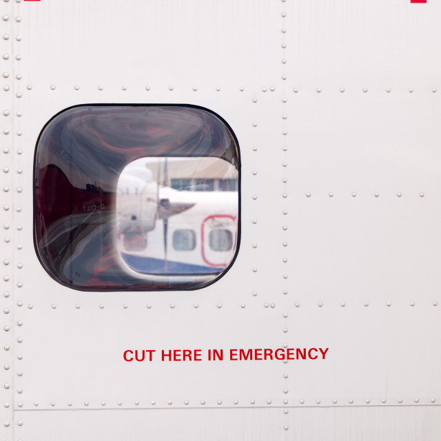 "Cut Here in Emergency" stock image