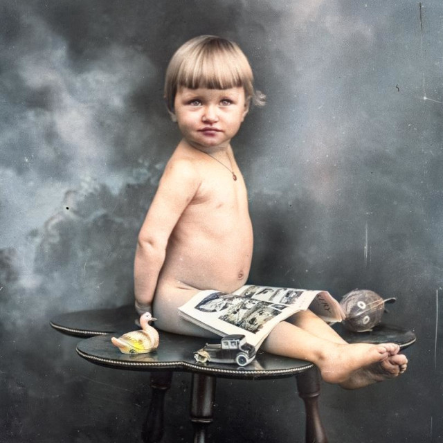 "VINTAGE BABY PORTAIT" by JOHN MOUNT - $25.10 "VINTAGE BABY PORTAIT" stock image