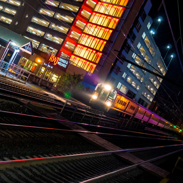 "TRAIN ENTERING THE STATION" by JOHN MOUNT - $25.14 "TRAIN ENTERING THE STATION" stock image