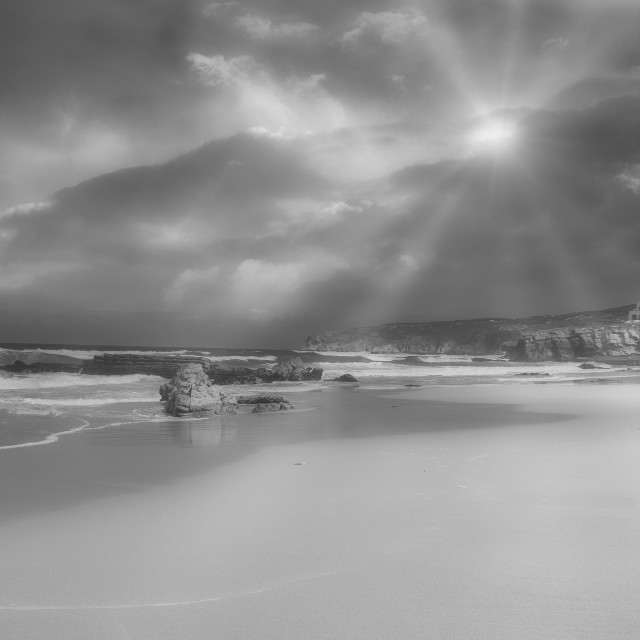 "Beach Black and White Dreamy View" stock image