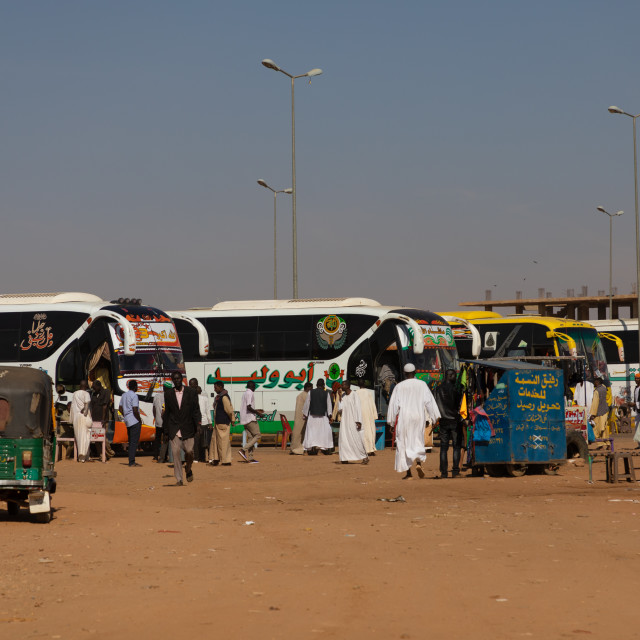 "Bus station, Khartoum State, Omdurman, Sudan" stock image
