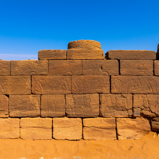 "Amun temple wall, Nubia, Naqa, Sudan" stock image