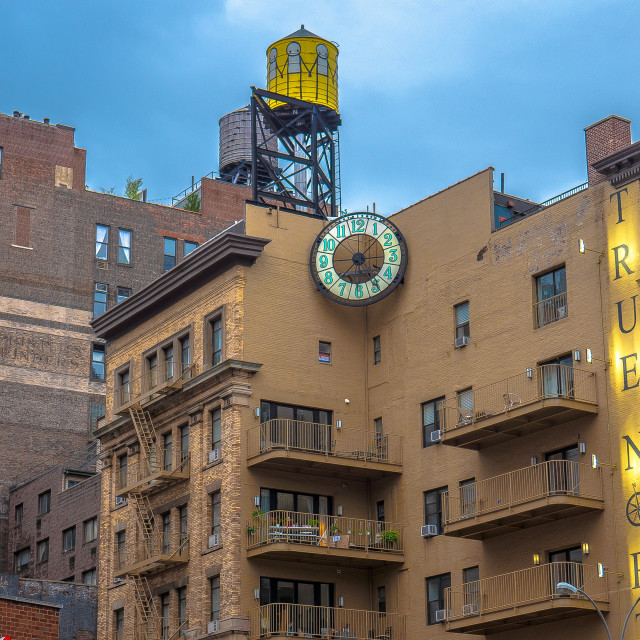 "NYC building with water tower" by JOHN MOUNT - $24.67 "NYC building with water tower" stock image