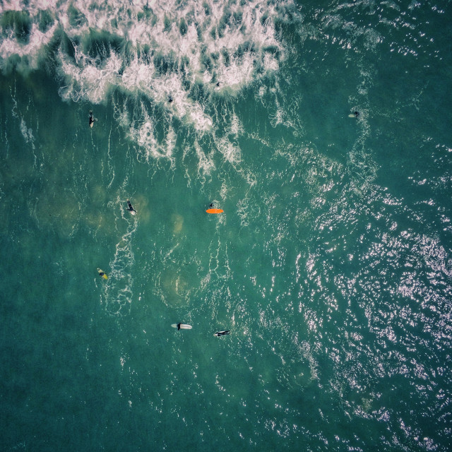 "Surfers on water eagle view" by Pedro Venâncio - $18.11 "Surfers on water eagle view" stock image