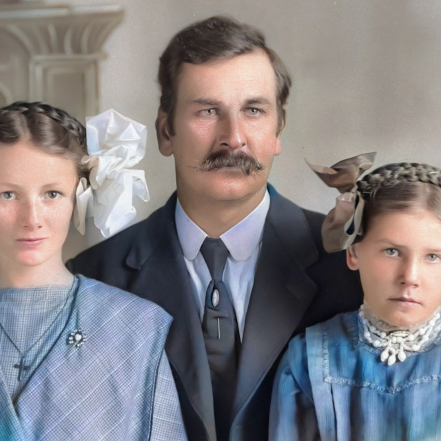 "Antique Family Portrait - colorized" by JOHN MOUNT - $25.10 "Antique Family Portrait - colorized" stock image