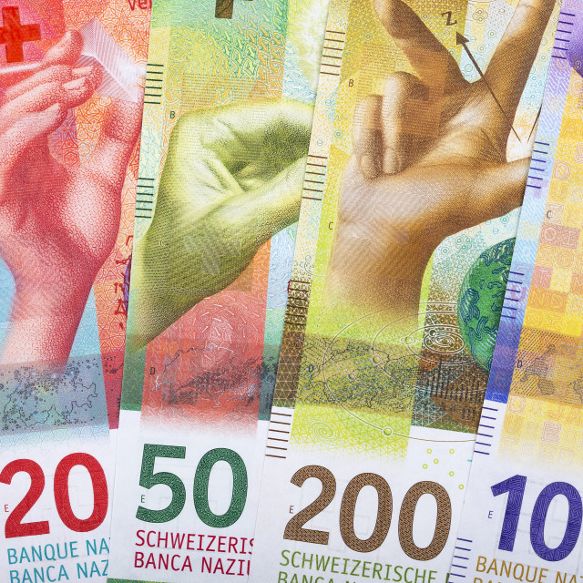 "Swiss Francs, a business background" stock image